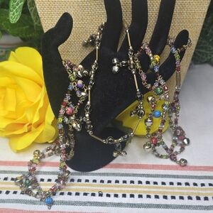 Anklet Set Of 3 Multicolor Acrylic Beads